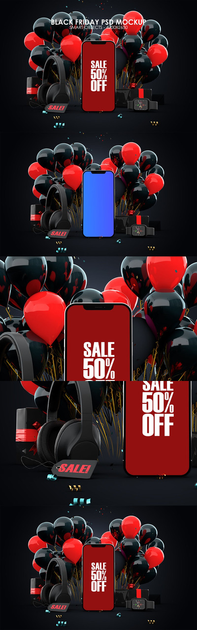 高端黑色星期五手机样机(PSD)