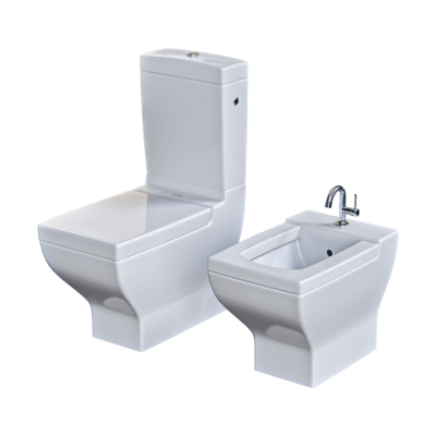 白色陶瓷马桶和坐浴盆3D模型（OBJ,FBX,MAX）