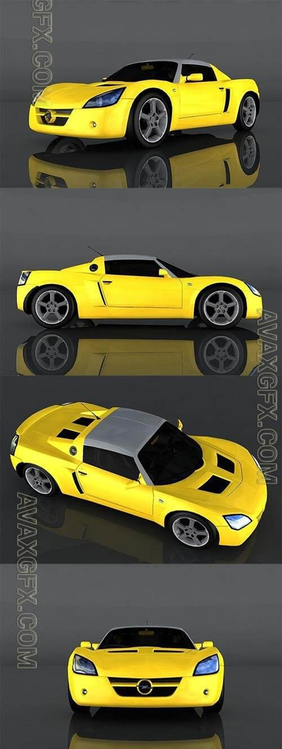 欧宝 2004 Opel Speedster Turbo 3d  汽车模型下载 (OBJ,FBX,MAX,STL)