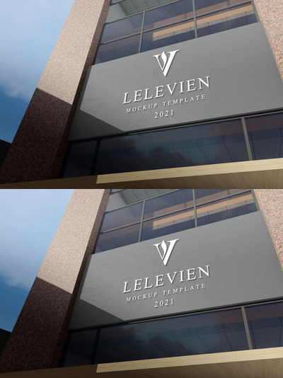 高端楼层建筑logo广告牌模型(PSD)