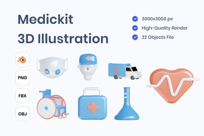 医疗相关3D图标 (PNG)