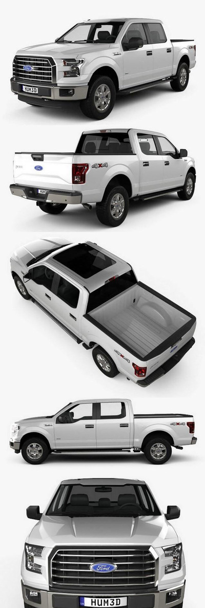 福特F-150 Super Crew Cab XLT 2014越野车汽车3D模型下载 (MAX,3DS,FBX,OBJ,C4D,LWO)