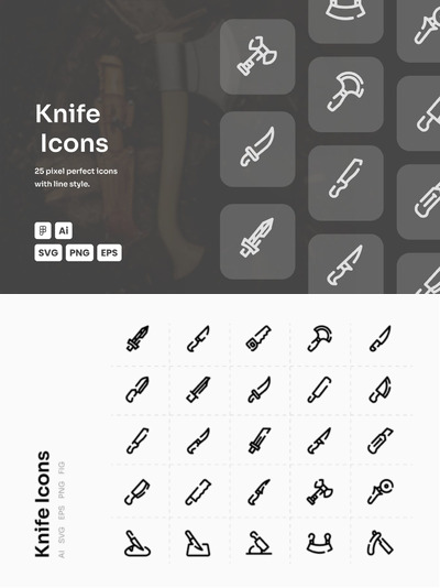 刀线型图标下载 (AI,EPS,FIG,PNG,SVG)