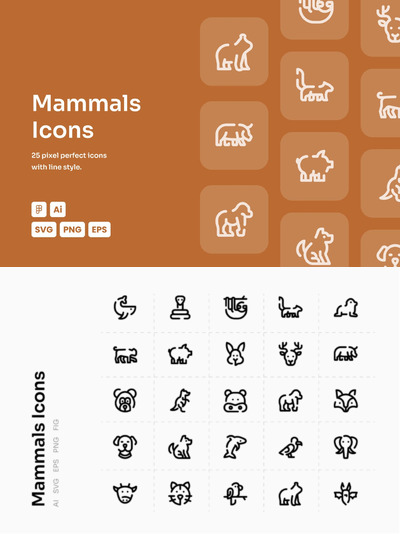 动物线型图标 (AI,EPS,FIG,PNG,SVG)