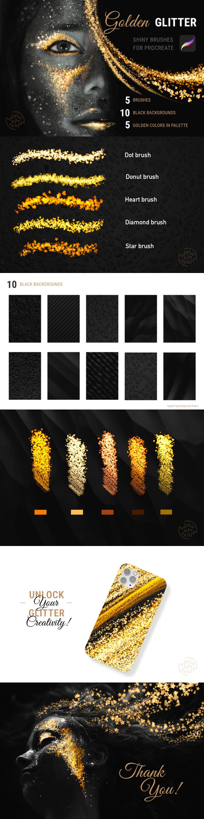 时尚高端金色Procreate笔刷大集合