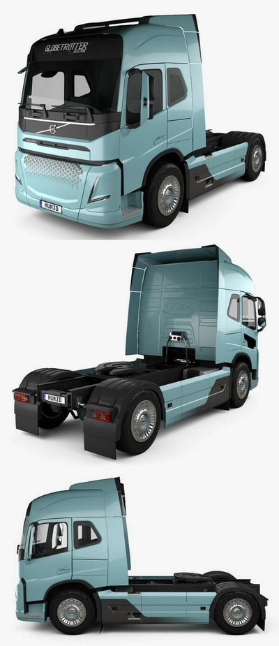 沃尔沃电动卡车3D模型下载 (MAX,3DS,FBX,OBJ,C4D,LWO,TEX)