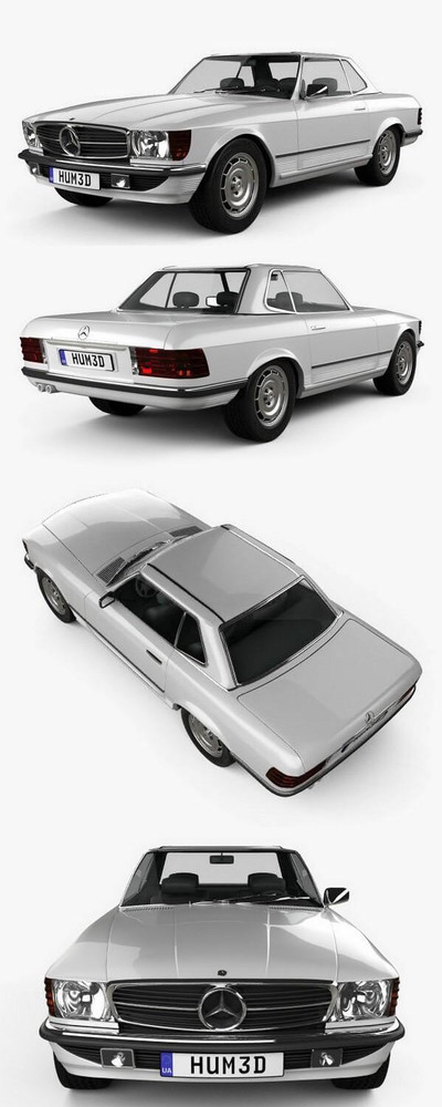 梅赛德斯奔驰 SL-Class R107 coupe 1972 3D模型下载(MAX,3DS,FBX,OBJ,C4D,LWO)