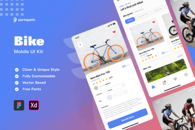 自行车租车APP UI KITS-fig,XD