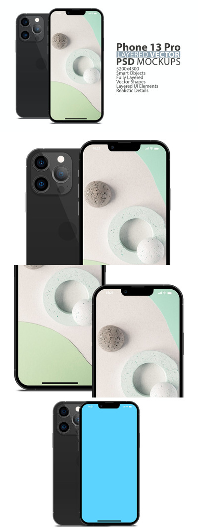 新款iPhone 13 Pro手机产品模型 (PSD)