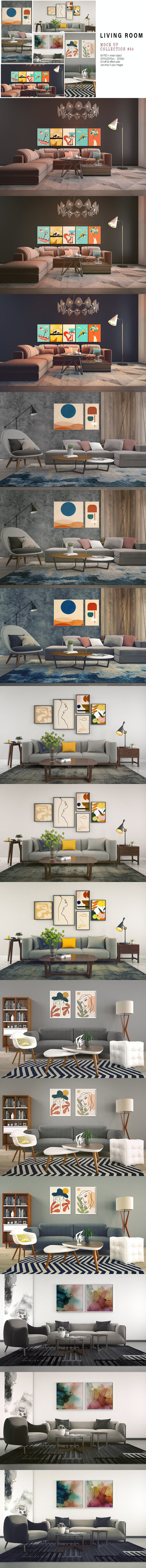室内客厅艺术绘画装饰样机 [Vol4] (PSD)