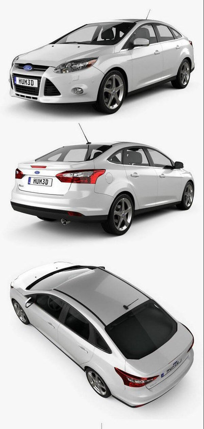 福特福克斯  Sedan 2011 汽车3D模型下载 (MAX,3DS,FBX,OBJ,C4D,LWO)