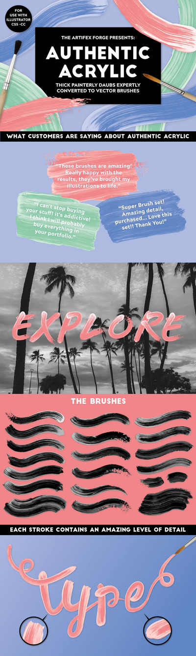 丙烯酸涂料亚克力矢量笔刷 (ai)