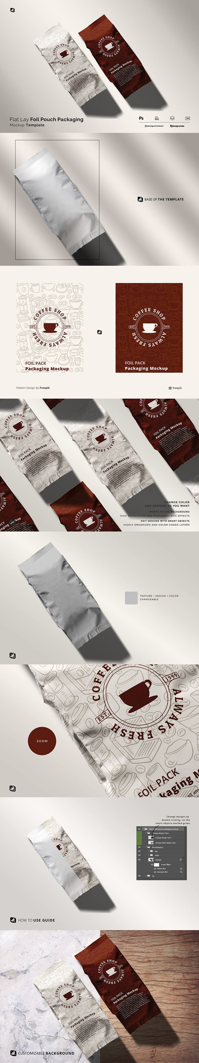 平铺铝箔袋包装样机 (psd)