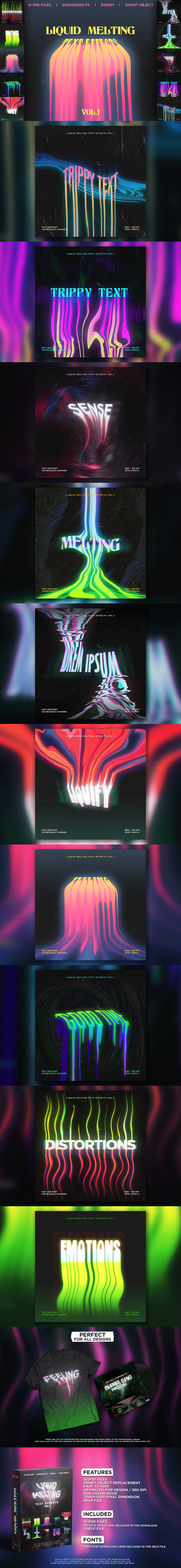 抽象液体融化文字效果 (psd)