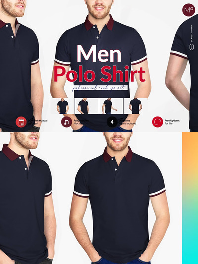 男士Polo衫服装设计样机 (psd)