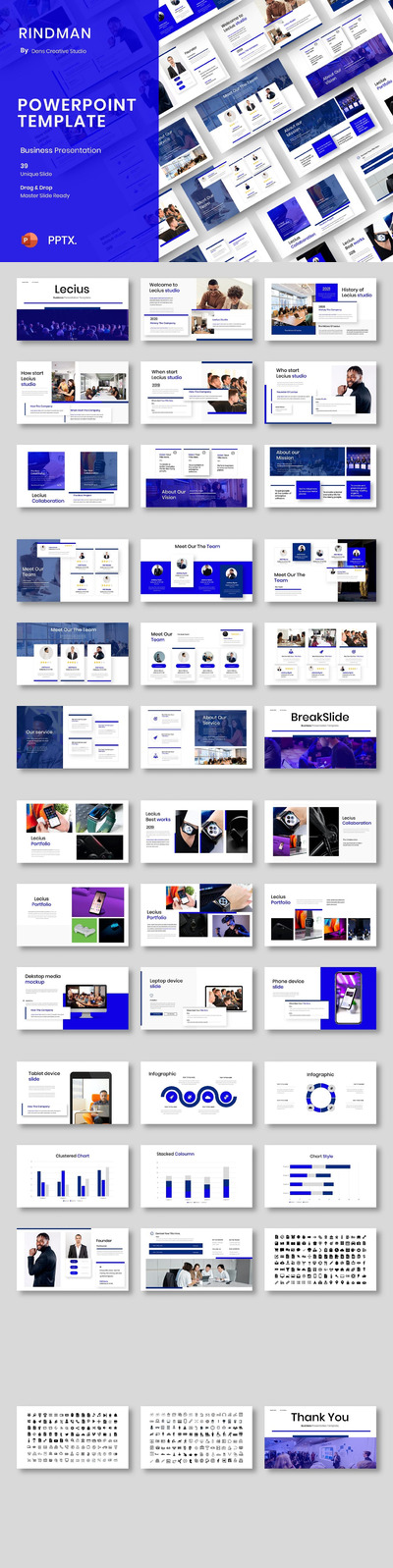 高品质的时尚高端商业商务大数据图表powerpoint幻灯片设计模板（pptx）