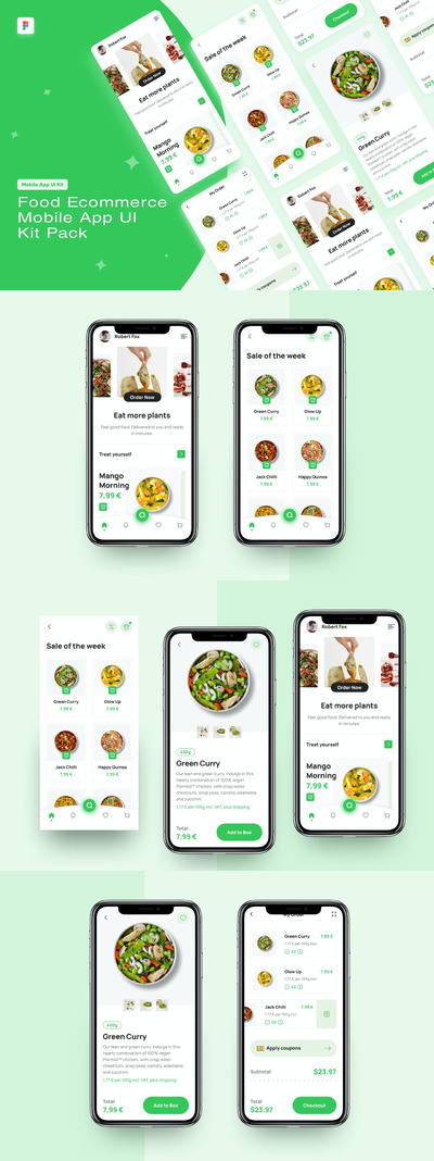 高品质的专业食品外卖电子商务APP UI KITS-FIGMA