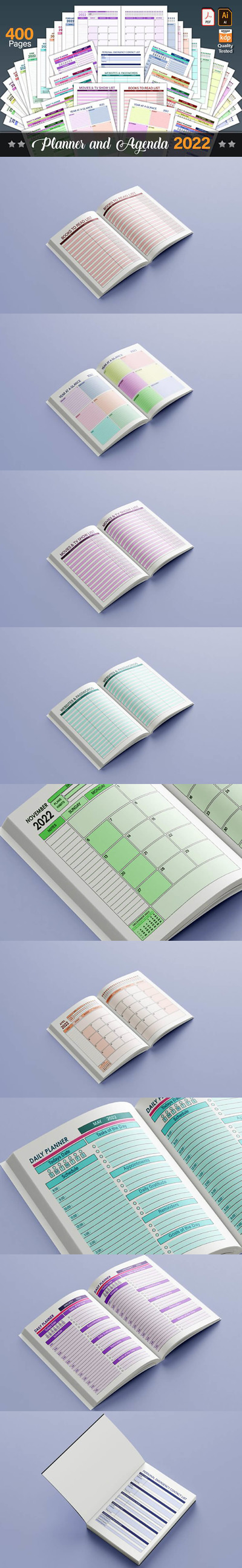 2022年规划和议程计划表矢量模板 (ai)