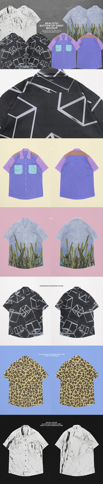 逼真的纽扣衬衫设计样机 (psd)