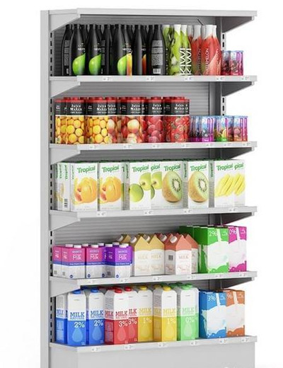 牛奶和果汁货架3D模型（OBJ,FBX,MAX）