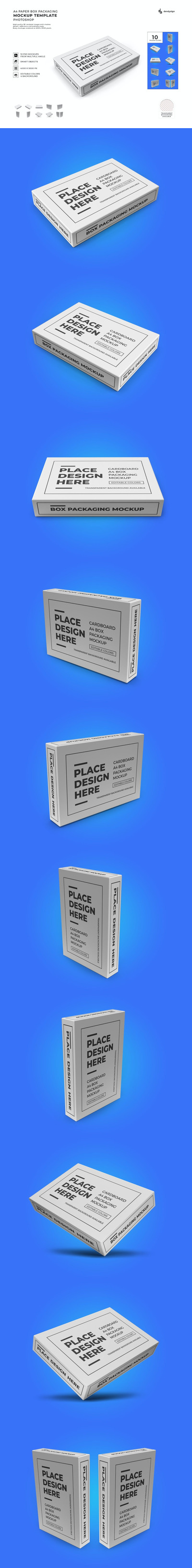 A4尺寸纸盒包装模型 (PSD)