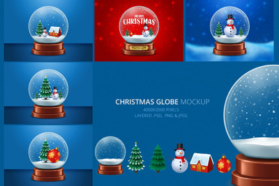 圣诞雪花玻璃球模型(PSD,PNG,JPG)