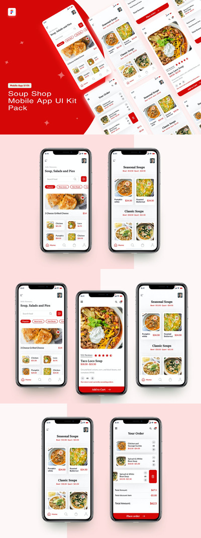 时尚高端专业的高品质食物外卖APP UI KITS-figma