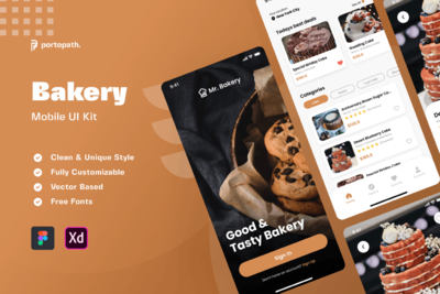 高品质的糕点面包外卖APP UI KITS