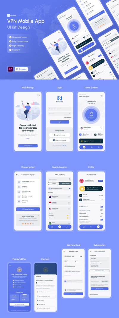 上网工具APP UI  KIT (XD)