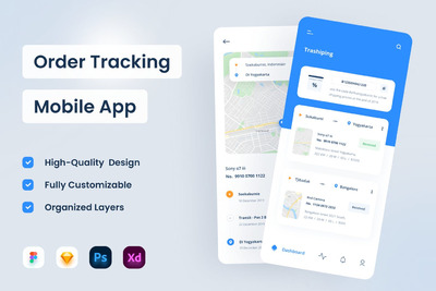 订单追踪APP UI KIT (FIG,PSD,SKETCH,XD)