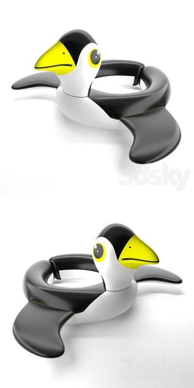 企鹅形状儿童泳池漂浮圈3D模型（FBX,MAX）