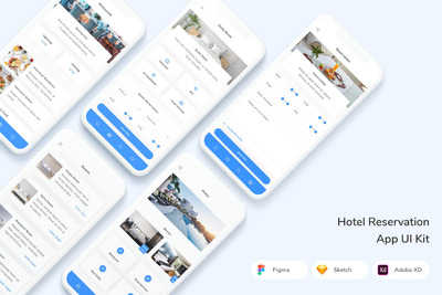 Hotel Reservation App UI Kit (FIG,SKETCH,XD)