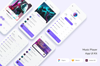 音乐播放器 App UI Kit (FIG,SKETCH,XD)