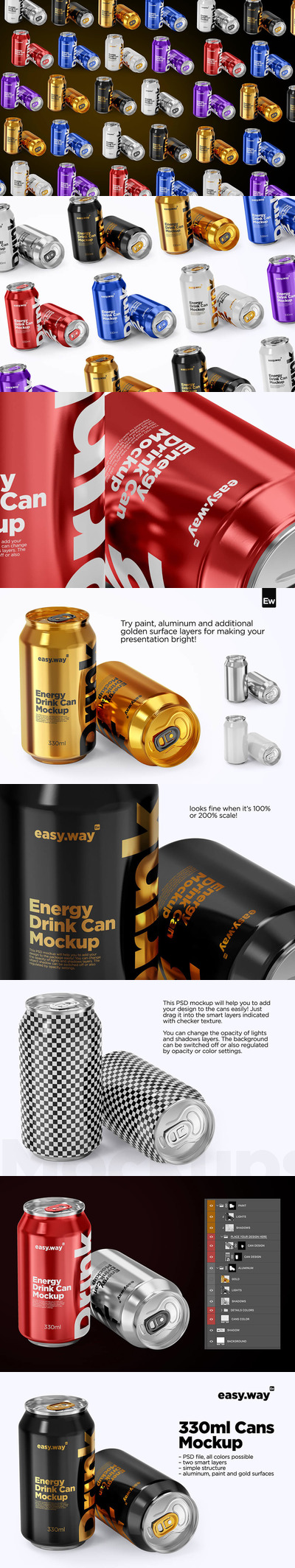 330ml汽水饮料铝罐样机 (psd)