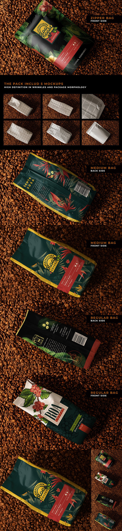 咖啡豆包装设计样机套装 (psd)