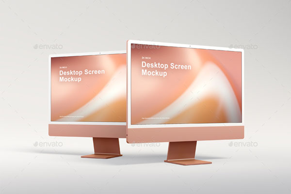 iMac电脑显示器屏幕样机场景 (psd)