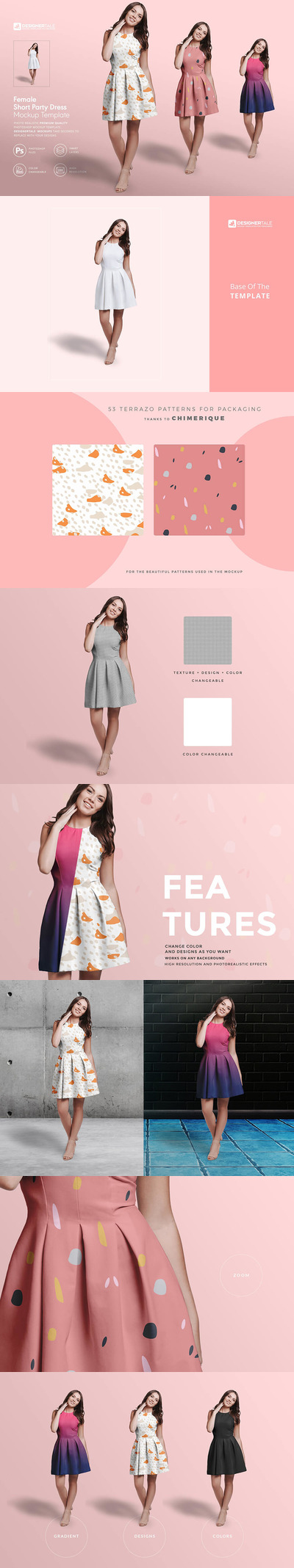 女士短款裙子派对礼服样机 (psd)