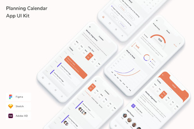 计划日历App UI工具包(FIG,SKETCH,XD)