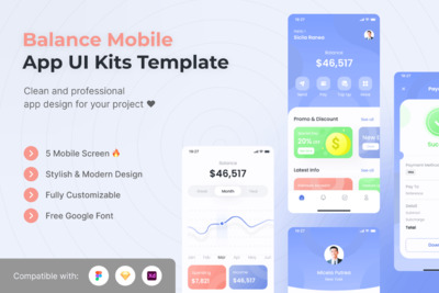 金融主题移动程序UI工具包模板(FIG,SKETCH,XD)