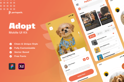 高品质的宠物领养APP UI KITS