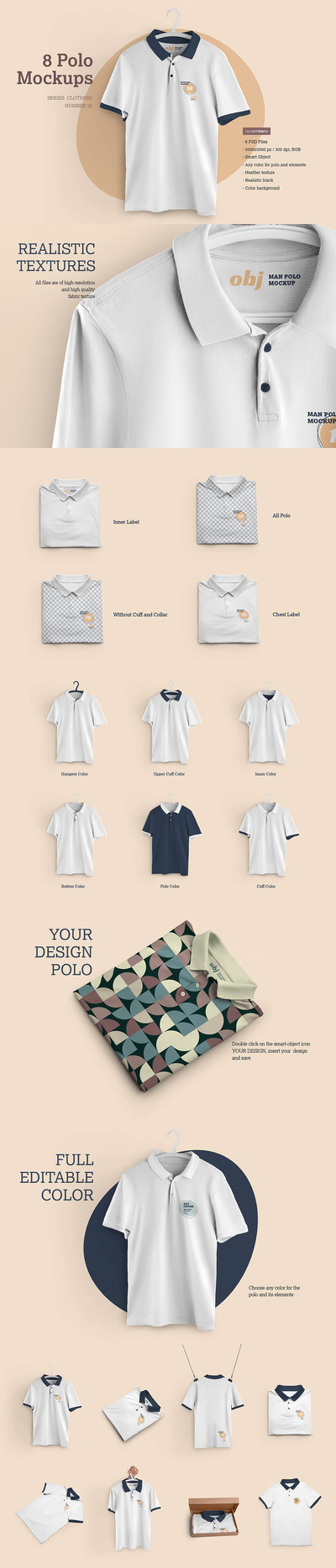 男士Polo衫品牌Logo设计样机 (psd)