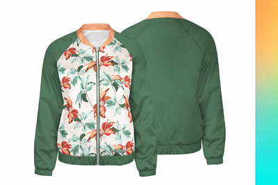 缎面飞行员夹克服装样机套装 (psd)