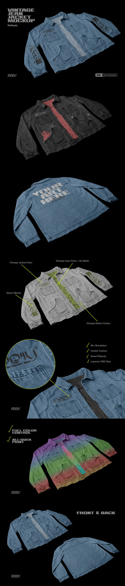 复古牛仔夹克品牌Logo设计服装样机 (psd)