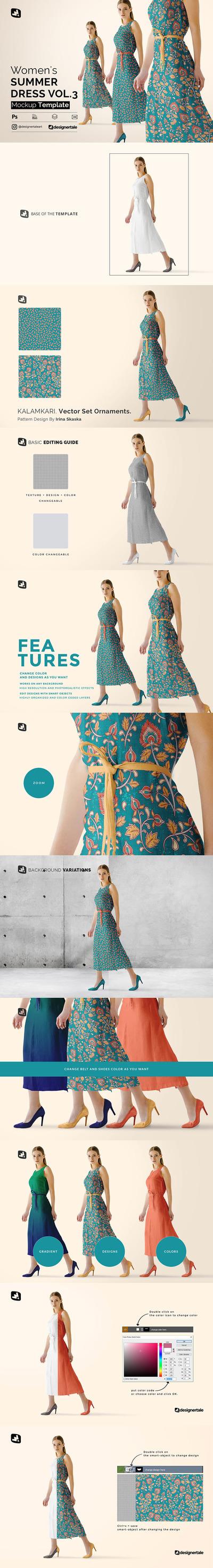 女式无袖夏季连衣裙样机 (psd)