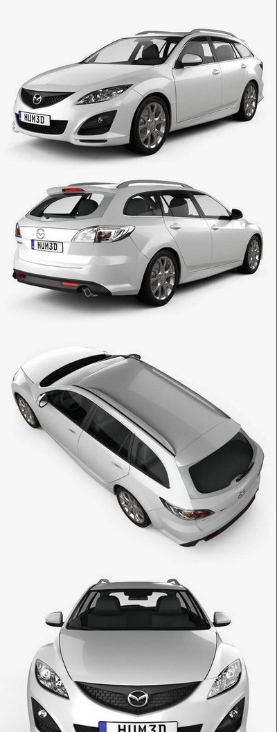 马自达 6 Wagon 2011 常用汽车3D模型下载 (MAX,3DS,FBX,OBJ,C4D,LWO)