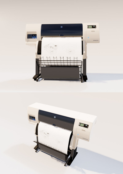 惠普 T7100 打印机 3D 模型下载 (OBJ,MAX)