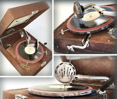 复古留声机3D模型下载 (FBX,MAX)