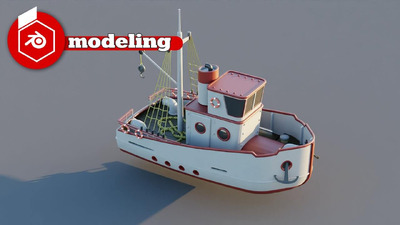 卡通风格Blender3.0渔船建模教程+模型下载（blend）