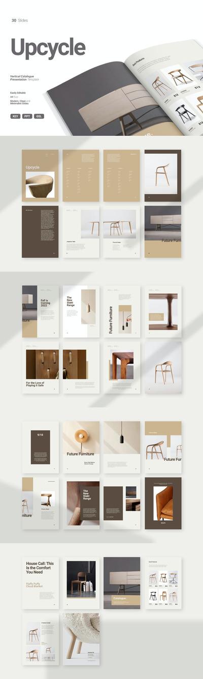 Upcycle - 精美竖版画册PPT模板(KEY,PPT,PPTX)