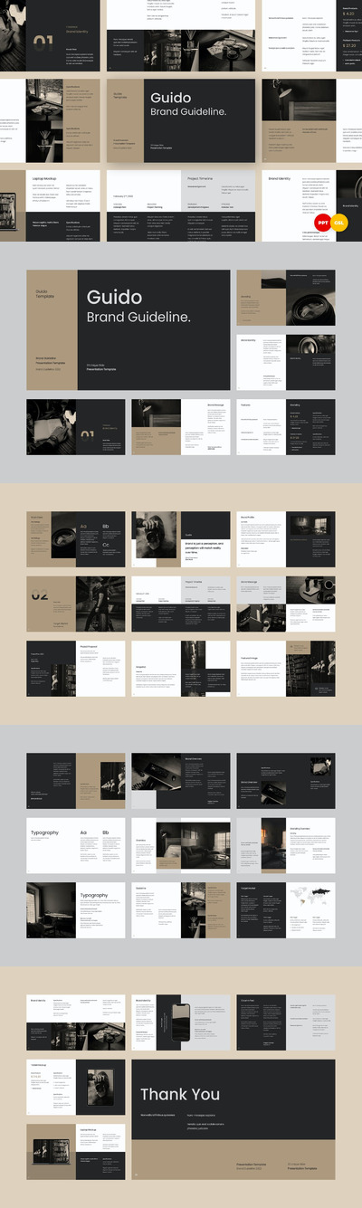 Guido - 精美品牌指南PPT模板(PPT,PPTX)